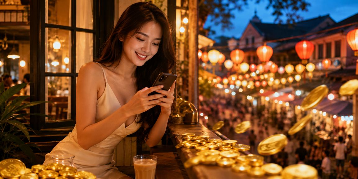 Người dùng tại Đà Lạt nhâm nhi cà phê và xem thông tin cá cược thể thao trực tuyến